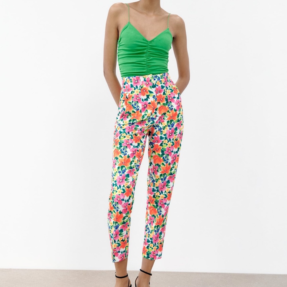 Zara floral high waisted pants